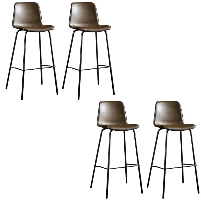 Faux Leather Dining Stools Low Back Bucket Bar Stools with Metal Legs