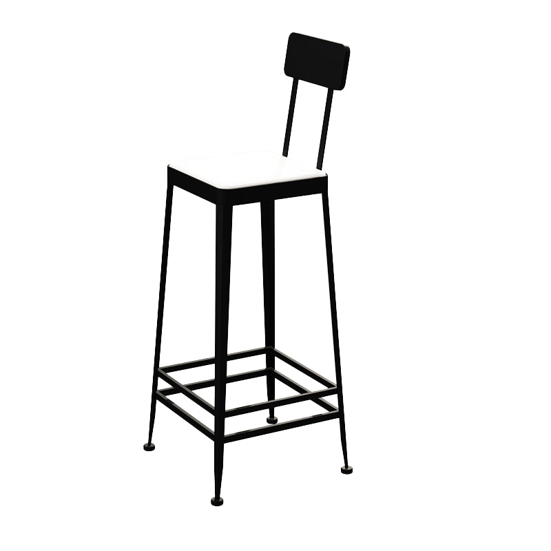 Faux Leather Dining Stools Square Bar Stools with Metal Base