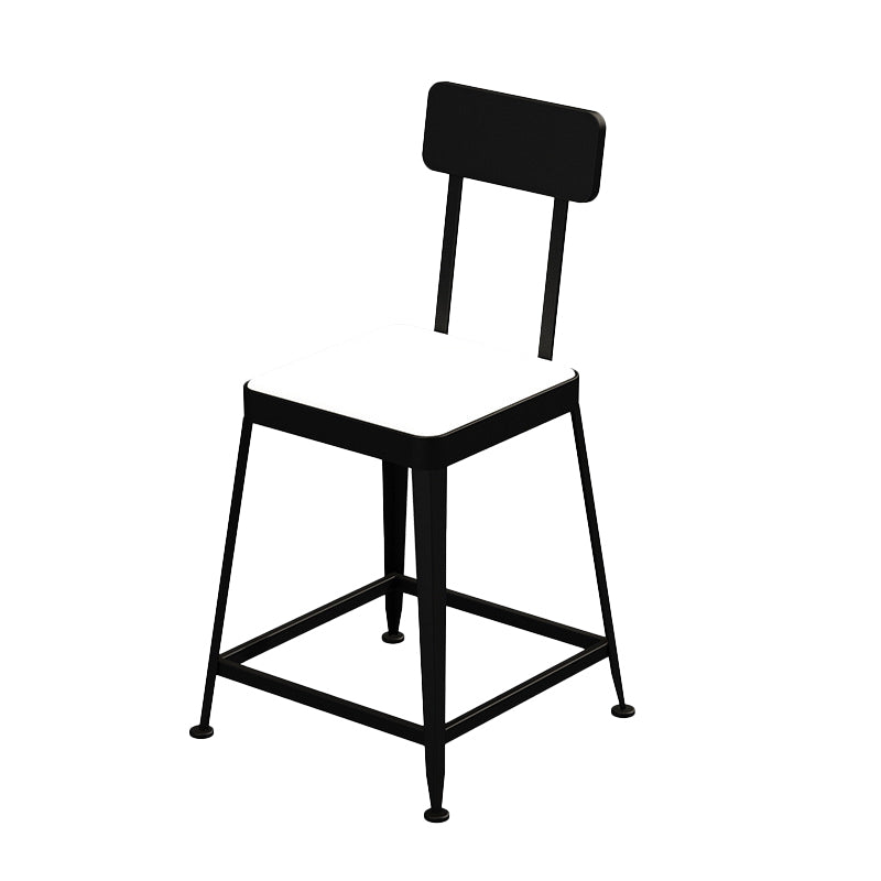 Faux Leather Dining Stools Square Bar Stools with Metal Base