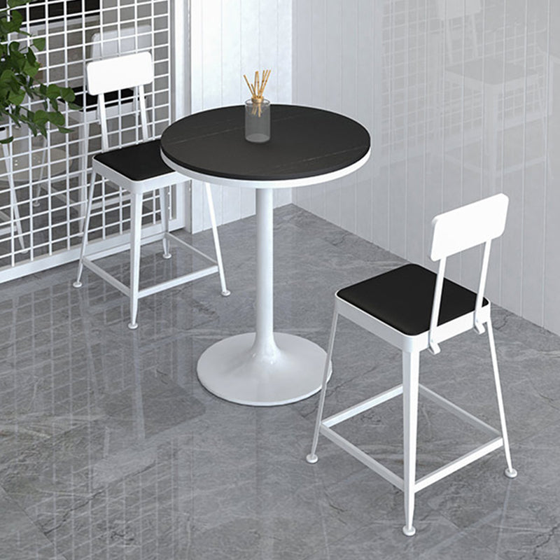 Faux Leather Dining Stools Square Bar Stools with Metal Base