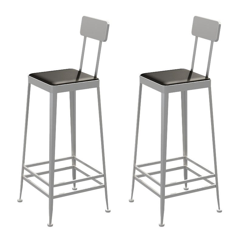 Faux Leather Dining Stools Square Bar Stools with Metal Base