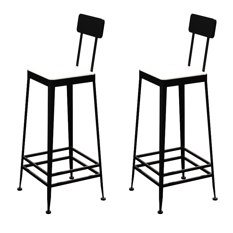Faux Leather Dining Stools Square Bar Stools with Metal Base