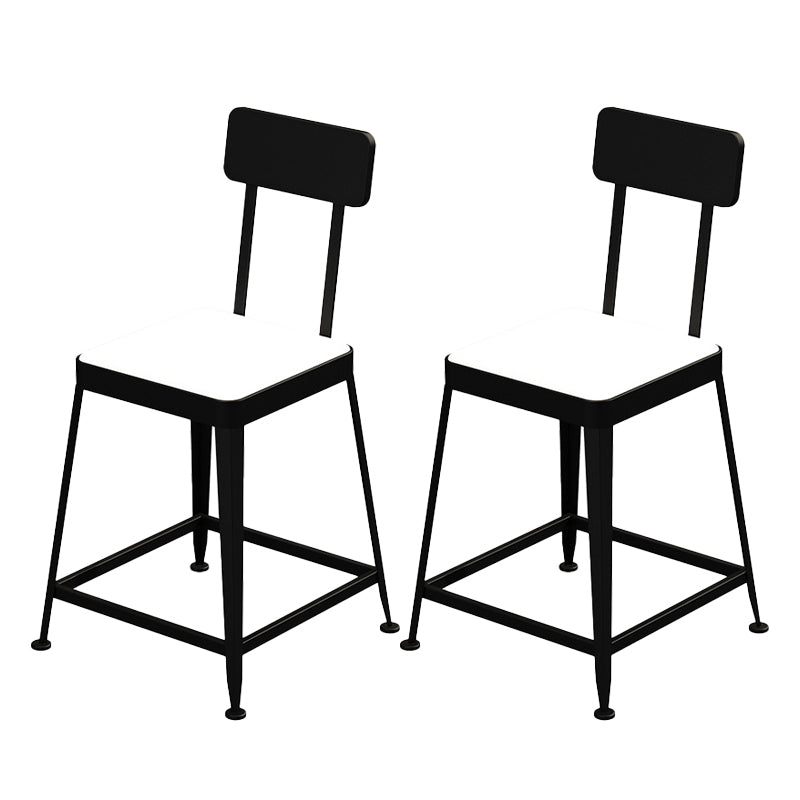 Faux Leather Dining Stools Square Bar Stools with Metal Base