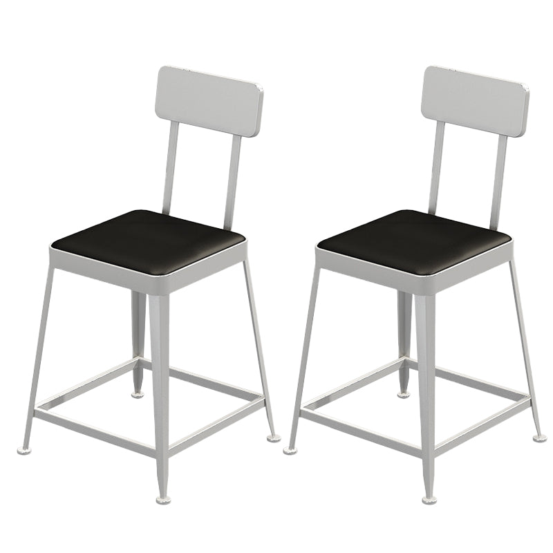 Faux Leather Dining Stools Square Bar Stools with Metal Base