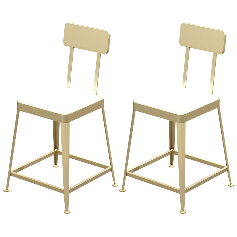 Faux Leather Dining Stools Square Bar Stools with Metal Base