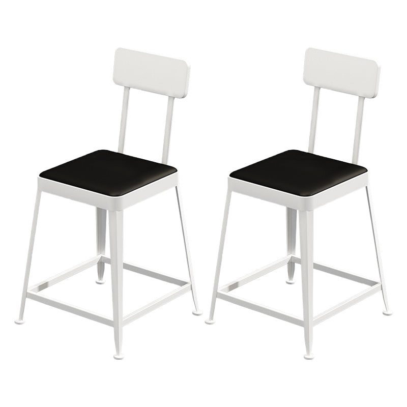 Faux Leather Dining Stools Square Bar Stools with Metal Base
