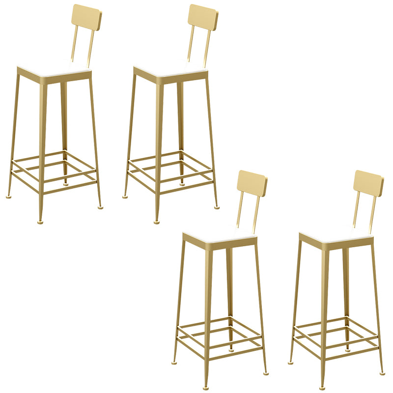 Faux Leather Dining Stools Square Bar Stools with Metal Base