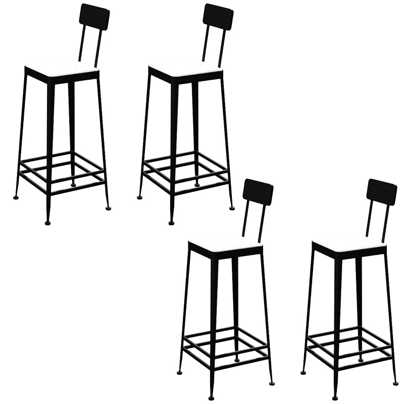 Faux Leather Dining Stools Square Bar Stools with Metal Base