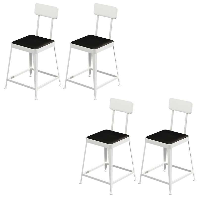 Faux Leather Dining Stools Square Bar Stools with Metal Base