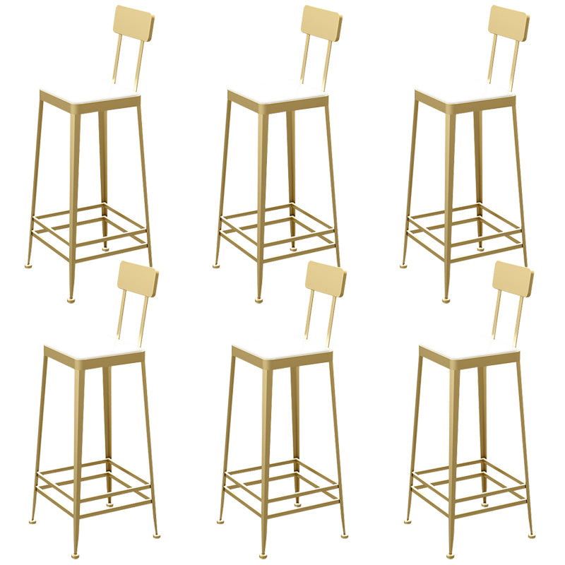 Faux Leather Dining Stools Square Bar Stools with Metal Base