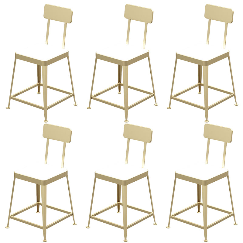 Faux Leather Dining Stools Square Bar Stools with Metal Base