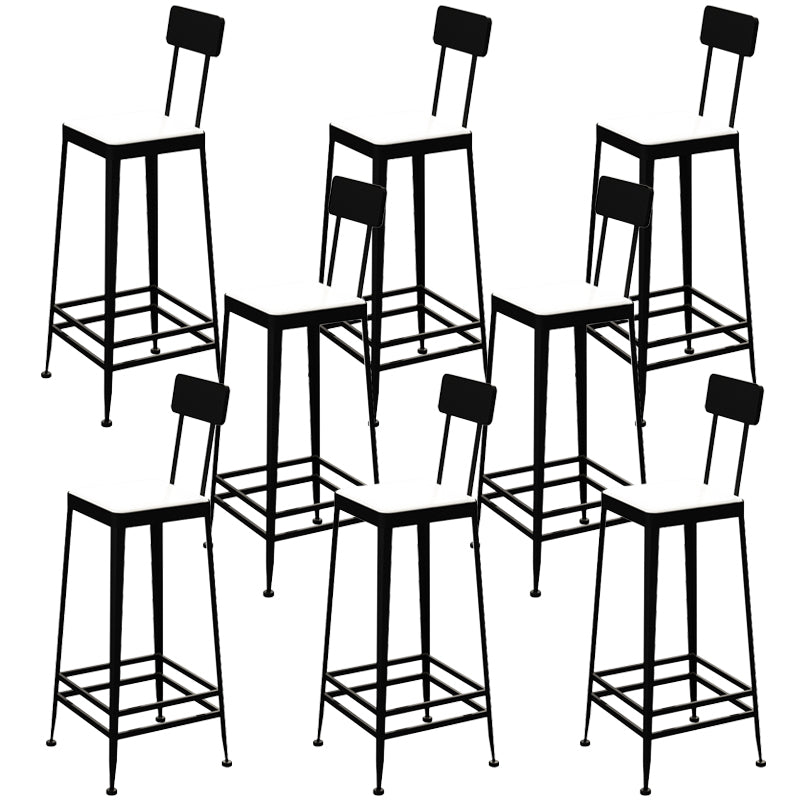 Faux Leather Dining Stools Square Bar Stools with Metal Base