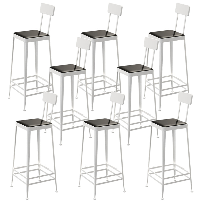 Faux Leather Dining Stools Square Bar Stools with Metal Base