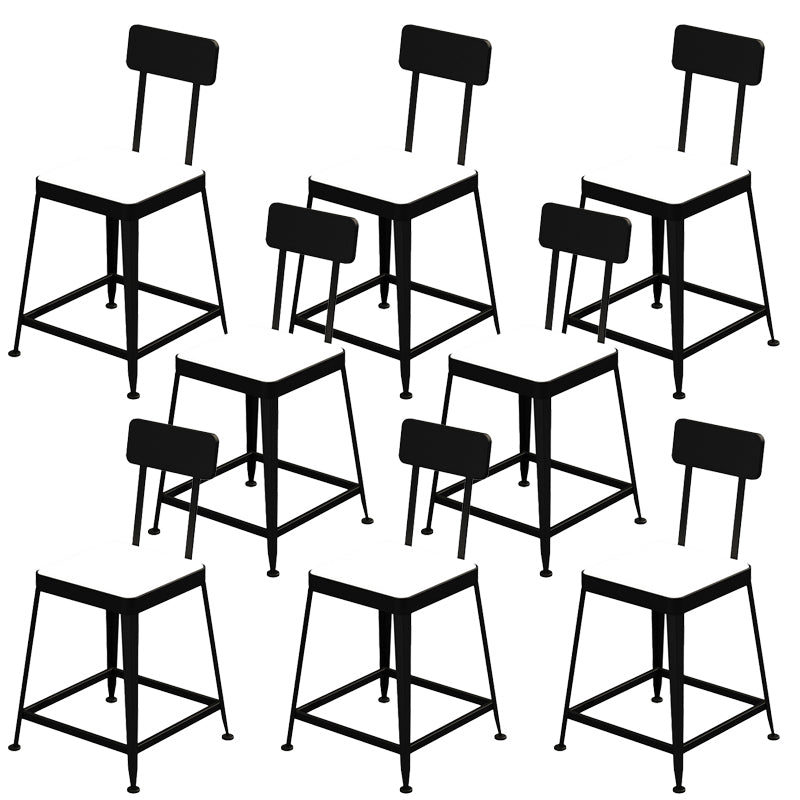Faux Leather Dining Stools Square Bar Stools with Metal Base