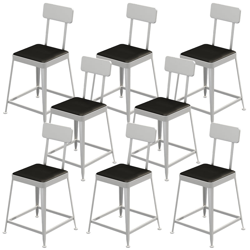 Faux Leather Dining Stools Square Bar Stools with Metal Base