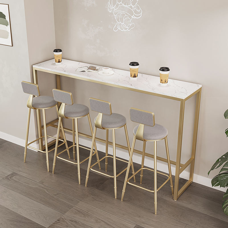Low Back Upholstered Dining Stools Round Bar Stools with Footrest