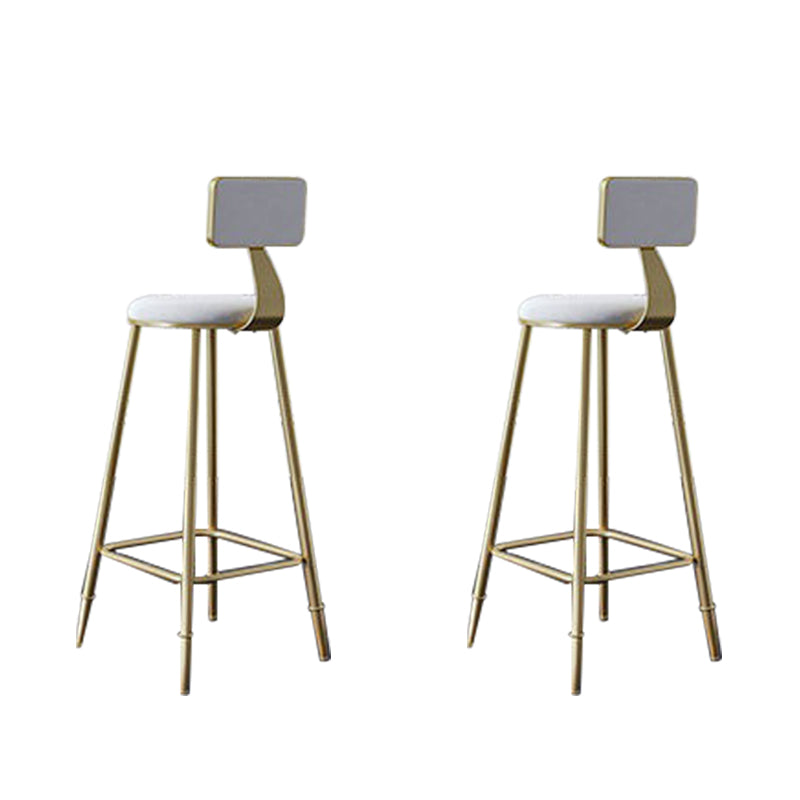Low Back Upholstered Dining Stools Round Bar Stools with Footrest