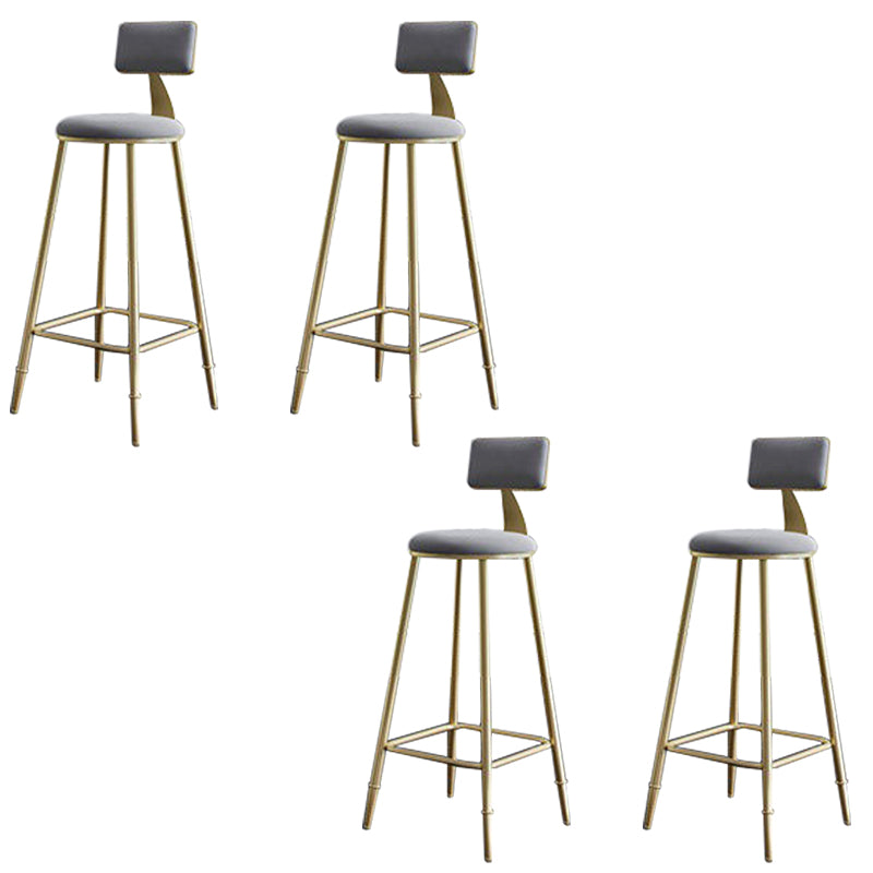 Low Back Upholstered Dining Stools Round Bar Stools with Footrest