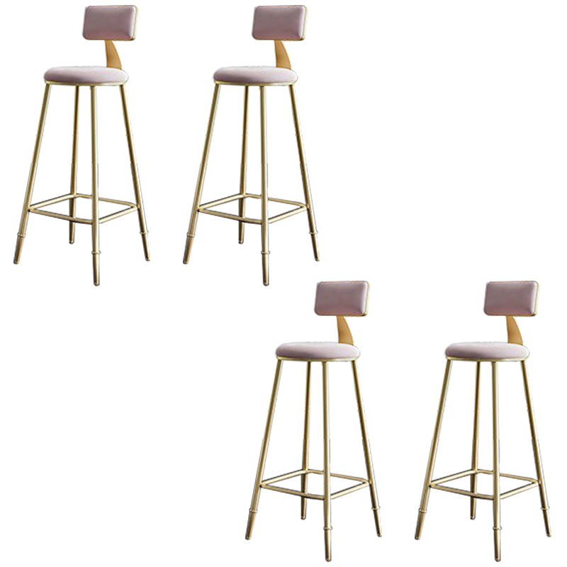 Low Back Upholstered Dining Stools Round Bar Stools with Footrest