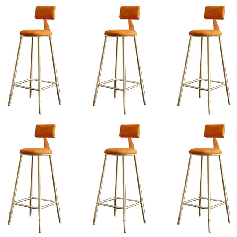 Low Back Upholstered Dining Stools Round Bar Stools with Footrest
