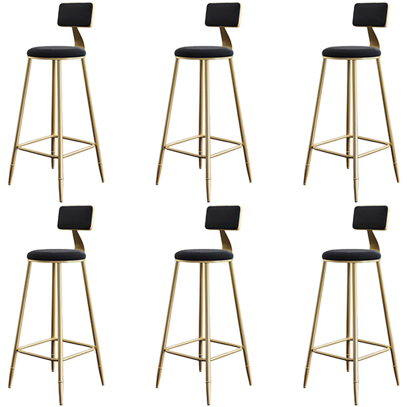 Low Back Upholstered Dining Stools Round Bar Stools with Footrest