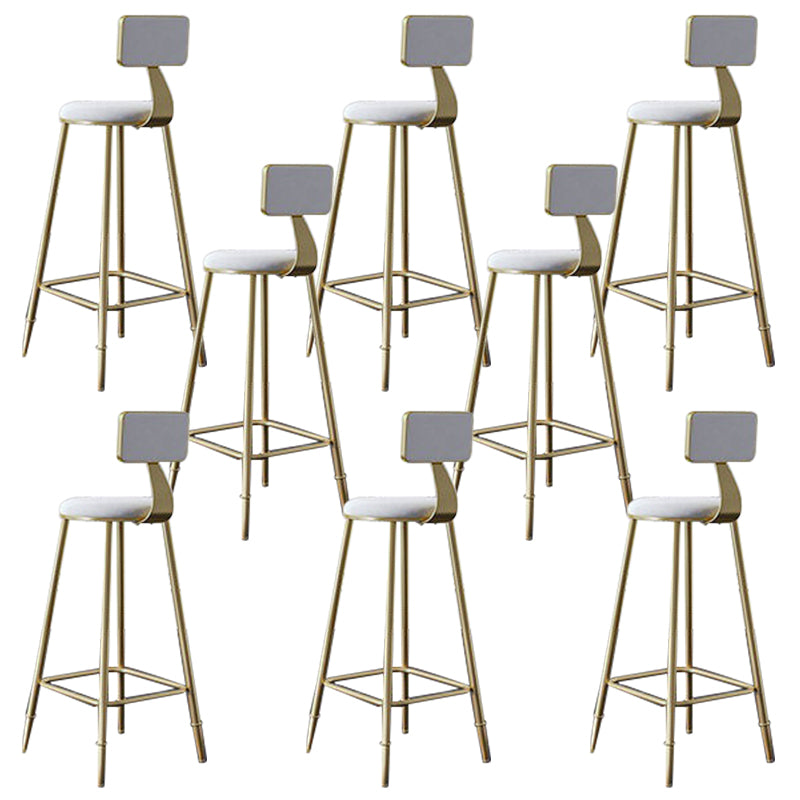 Low Back Upholstered Dining Stools Round Bar Stools with Footrest