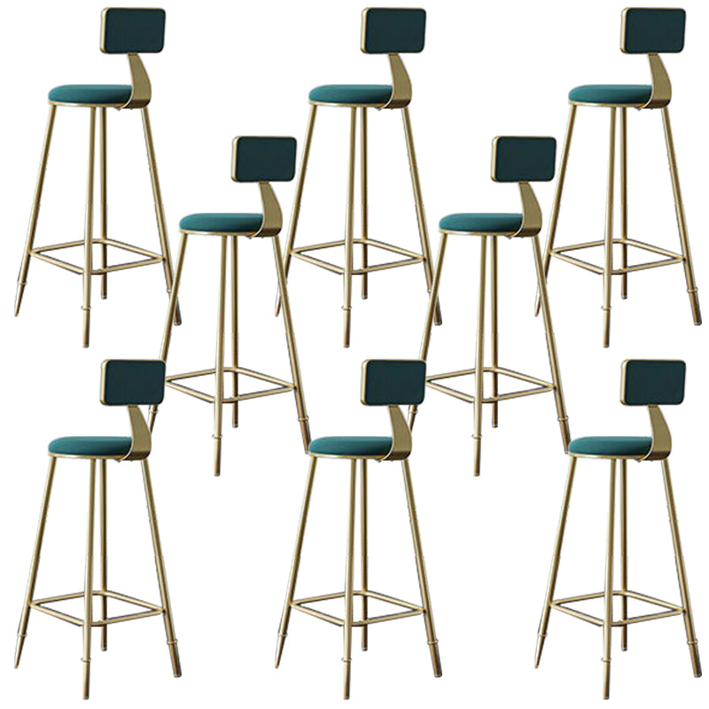 Low Back Upholstered Dining Stools Round Bar Stools with Footrest