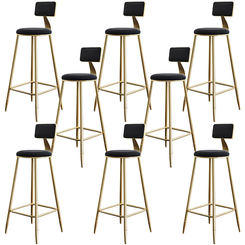 Low Back Upholstered Dining Stools Round Bar Stools with Footrest
