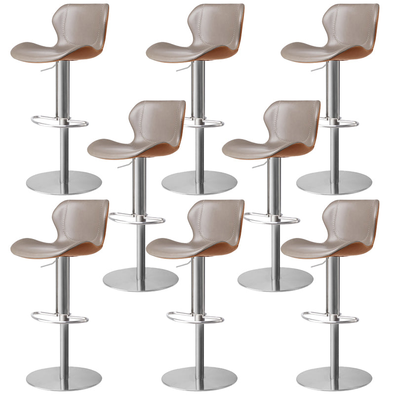 Modern Faux Leather Barstools Adjustable Height Swivel Barstools
