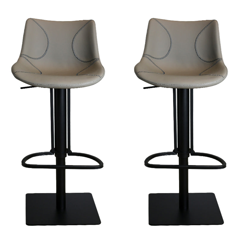 Faux Leather Barstools Adjustable Height Swivel Barstool with Metal Base