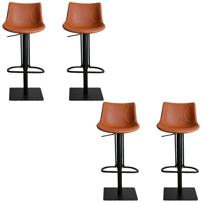Faux Leather Barstools Adjustable Height Swivel Barstool with Metal Base