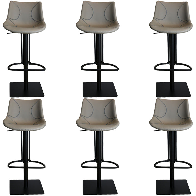 Faux Leather Barstools Adjustable Height Swivel Barstool with Metal Base