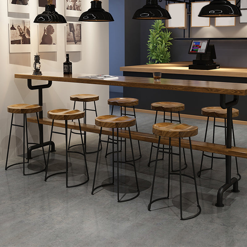 Modern Solid Wood Dining Stools Backless Barstools with Footrest