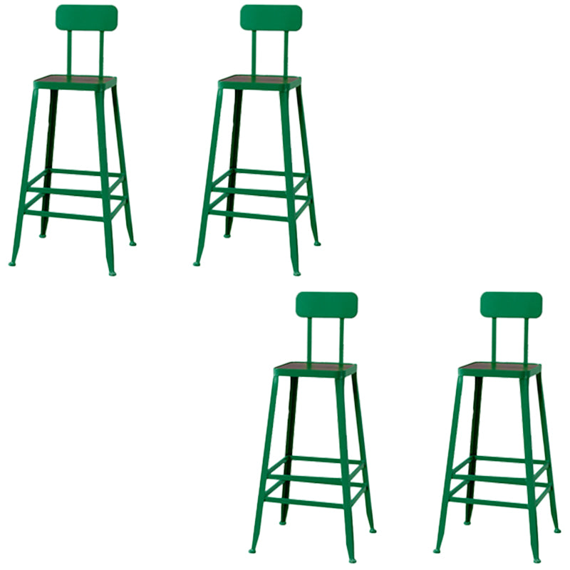 Modern Armless Backrest Counter Stool Iron Cafe Bar Stool with Wooden Seat and Pedal