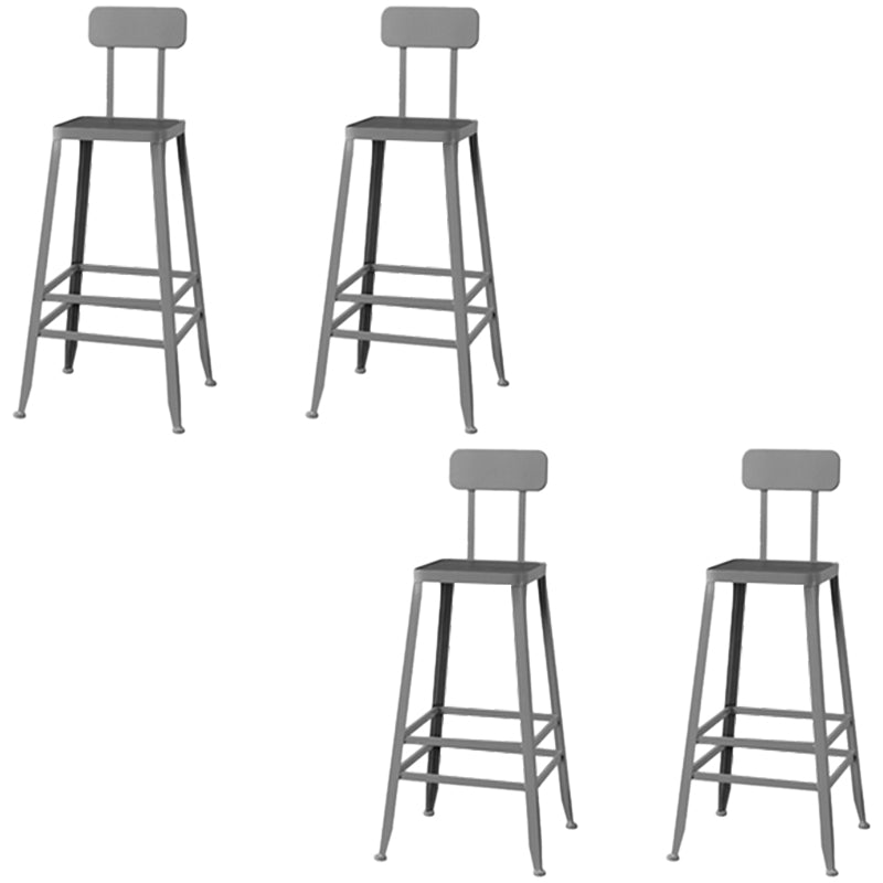 Modern Armless Backrest Counter Stool Iron Cafe Bar Stool with Wooden Seat and Pedal