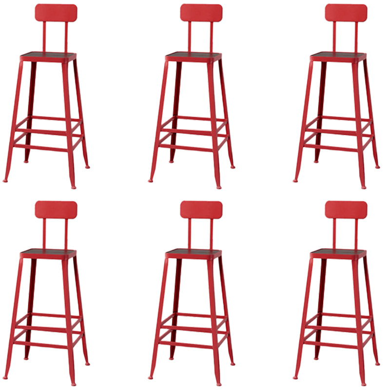 Modern Armless Backrest Counter Stool Iron Cafe Bar Stool with Wooden Seat and Pedal