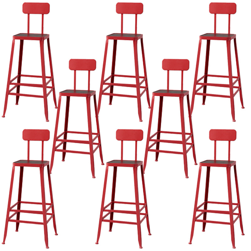 Modern Armless Backrest Counter Stool Iron Cafe Bar Stool with Wooden Seat and Pedal