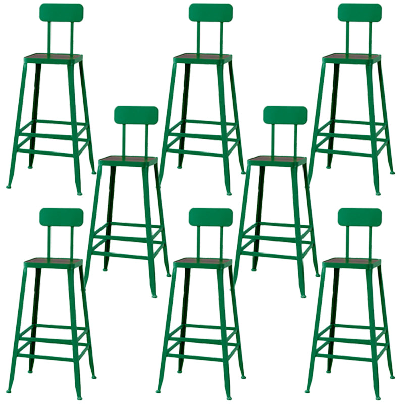 Modern Armless Backrest Counter Stool Iron Cafe Bar Stool with Wooden Seat and Pedal