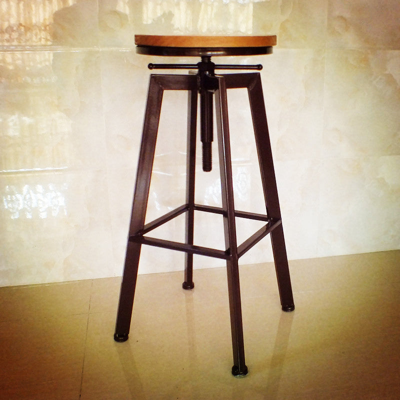 Industrial Armless Rotatable Counter Stool Iron Cafe Bar Stool with Pedal