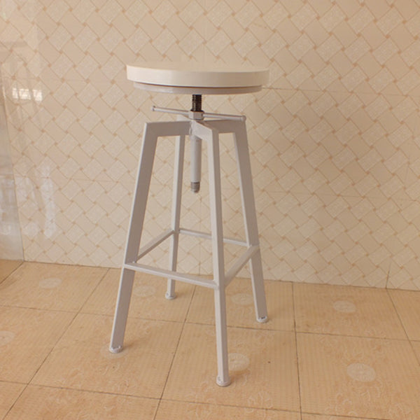 Industrial Armless Rotatable Counter Stool Iron Cafe Bar Stool with Pedal