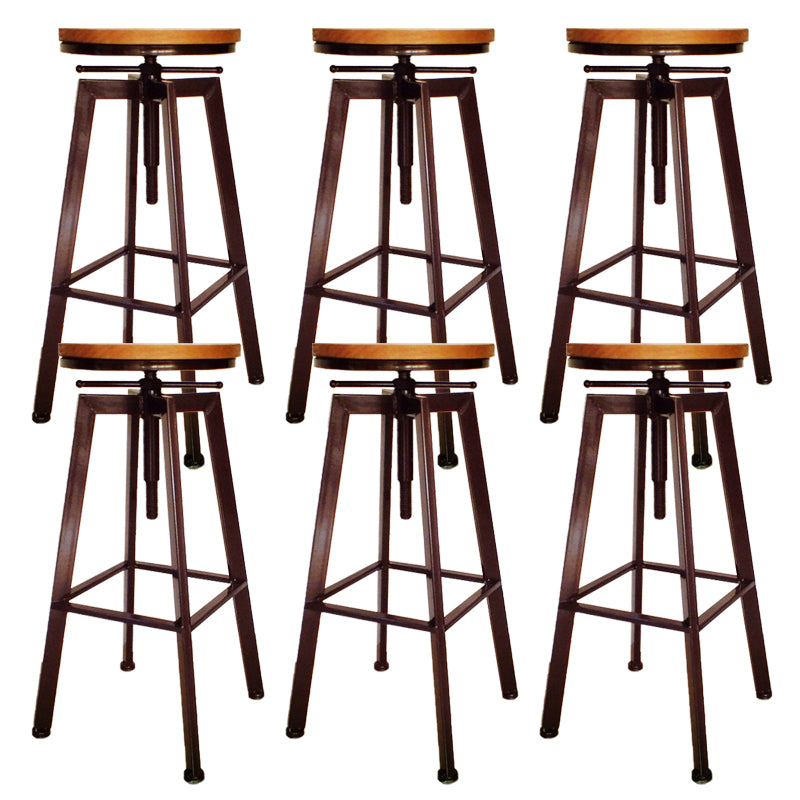 Industrial Armless Rotatable Counter Stool Iron Cafe Bar Stool with Pedal