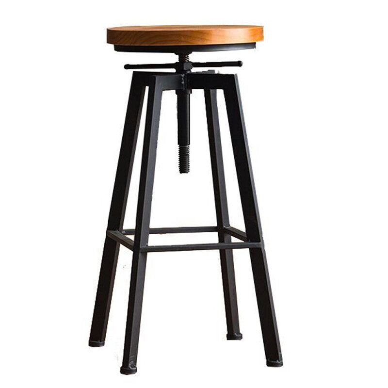 Industrial Armless Rotatable Counter Stool Iron Cafe Bar Stool with Pedal