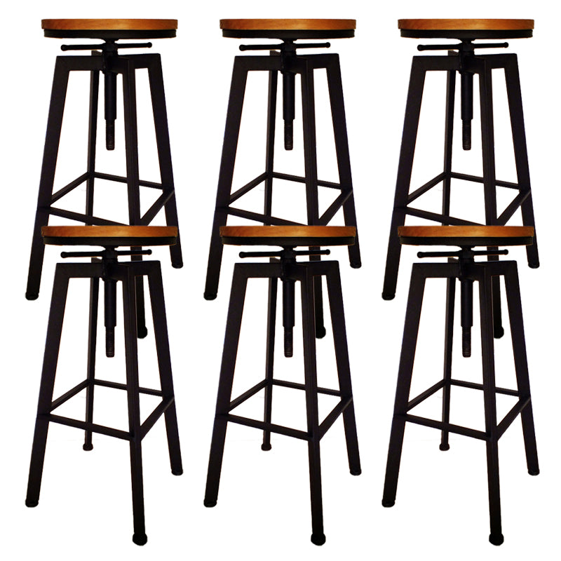 Industrial Armless Rotatable Counter Stool Iron Cafe Bar Stool with Pedal