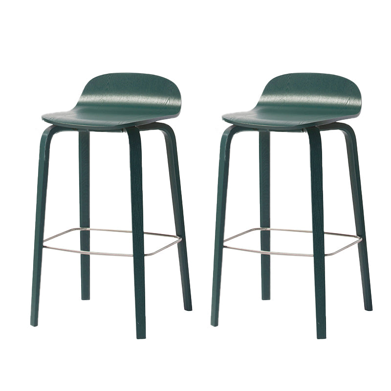 Modern Armless Backrest Counter Stool Wood Cafe Bar Stool with Wooden Seat and Pedal