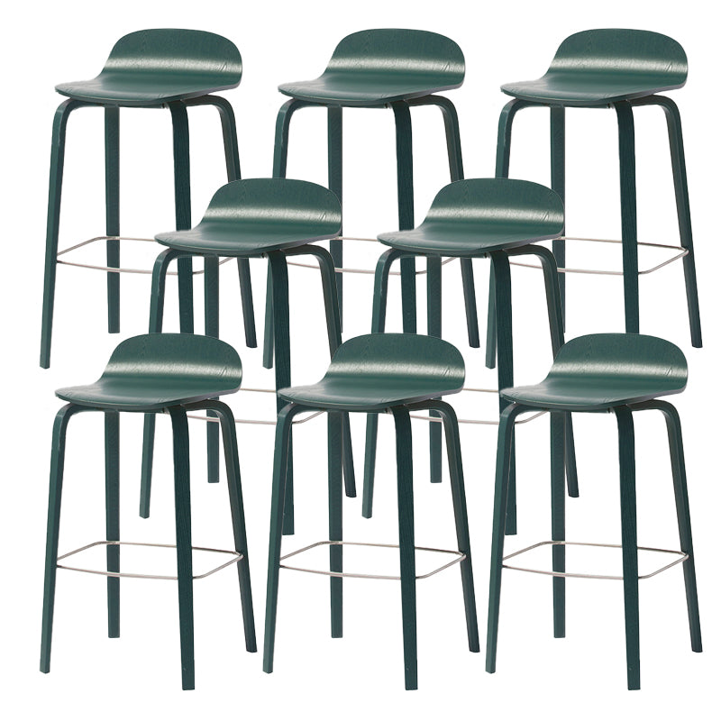 Modern Armless Backrest Counter Stool Wood Cafe Bar Stool with Wooden Seat and Pedal