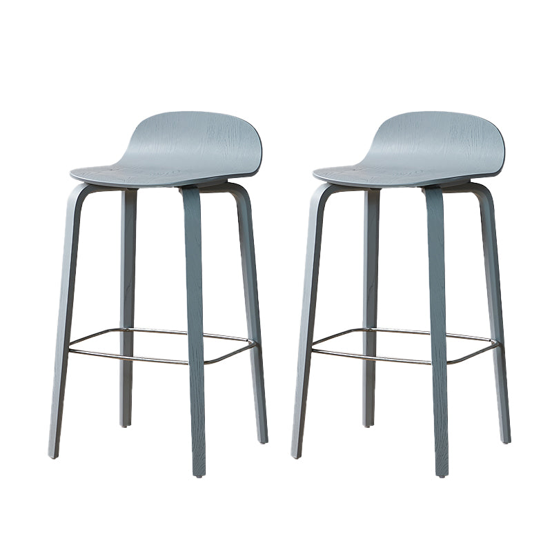 Modern Armless Backrest Counter Stool Wood Cafe Bar Stool with Wooden Seat and Pedal