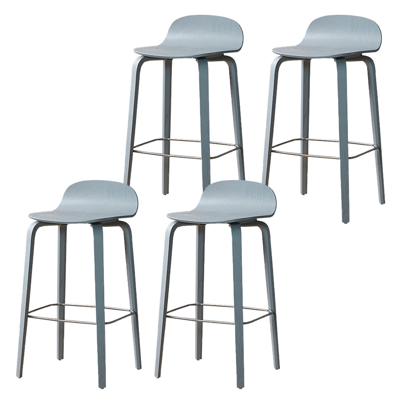 Modern Armless Backrest Counter Stool Wood Cafe Bar Stool with Wooden Seat and Pedal