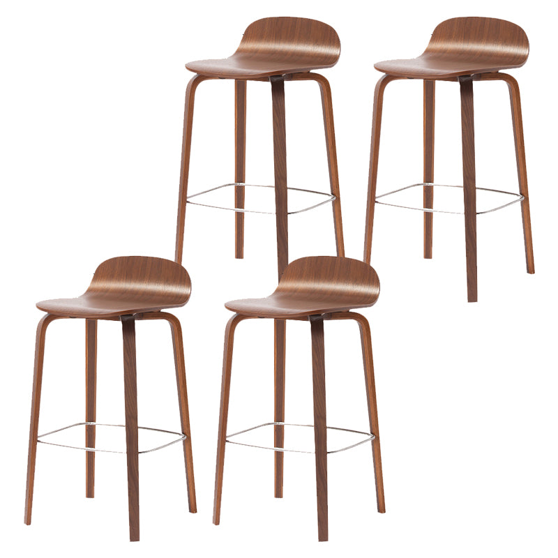 Modern Armless Backrest Counter Stool Wood Cafe Bar Stool with Wooden Seat and Pedal