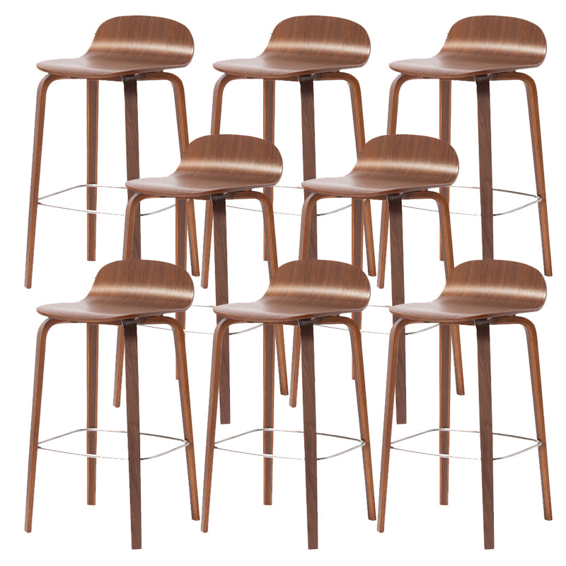 Modern Armless Backrest Counter Stool Wood Cafe Bar Stool with Wooden Seat and Pedal
