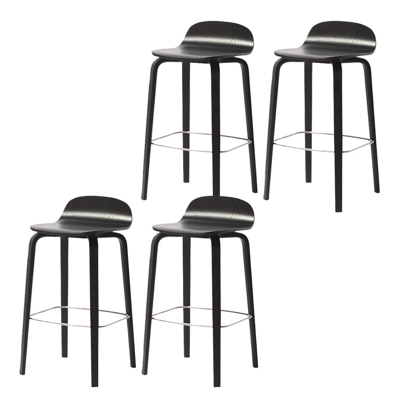 Modern Armless Backrest Counter Stool Wood Cafe Bar Stool with Wooden Seat and Pedal